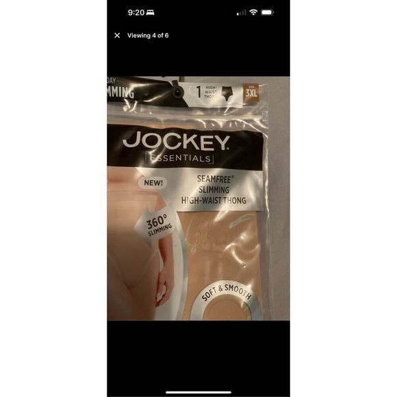 Jockey Essentials Women's Size 3XL Beige Seamless Slimming High Waist‎ Thong - Picture 4 of 6